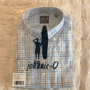 johnnie-O Light Blue and White Checkered Shirt